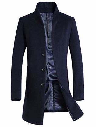 Picture of Mordenmiss Men's French Woolen Coat Business Down Jacket Trench Topcoat Navy L