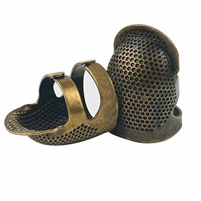 Picture of D&D Sewing Thimble Finger Protector, Adjustable Finger Metal Shield Protector Pin Needles Sewing Quilting Craft Accessories DIY Sewing Tools (Medium)