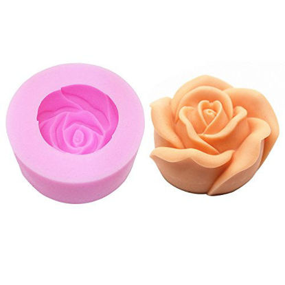 Picture of 3D Rose Candle Mold - MoldFun 3D Flower Craft Art Silicone Mold for Handmade Soap, Bath Bomb, Lotion bar, Chocolate, Candle, Crayon, Wax