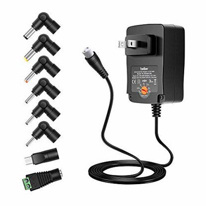 Picture of Belker 36W Universal 3V 4.5V 5V 6V 7.5V 9V 12V AC DC Power Adapter Supply for Household Electronics Routers TV Boxes LCD CCTV Cameras - 0.5A 1A 1.5A 2A 2.5A 3A 2500mA Max.