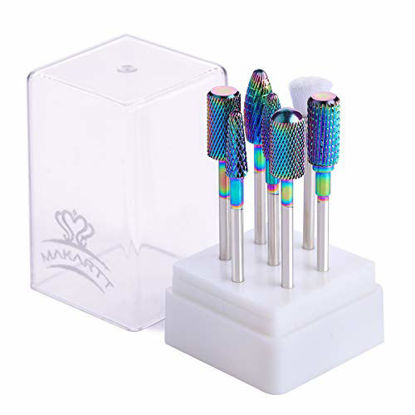 Picture of Makartt Tungsten Carbide Nail Drill Bits Set 7Pcs Remove Acrylic Nail Polish Poly Nail Extension Gel Builder Gel B-08