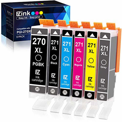 Picture of E-Z Ink (TM) Compatible Ink Cartridge Replacement for Canon PGI-270XL CLI-271XL PGI 270 to use with PIXMA TS9020 TS8020 MG7720 (1 Large Black, 1 Small Black, 1 Cyan, 1 Magenta, 1 Yellow, 1 Gray)6 Pack