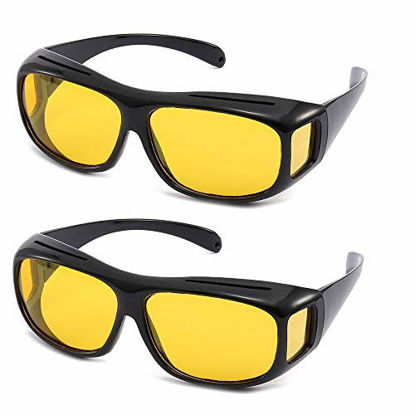 Picture of Gemgoo 2PCS High Definition Night Vsion Driving Sunglasses Wrap Around Glasses with Anti Reflective Coating