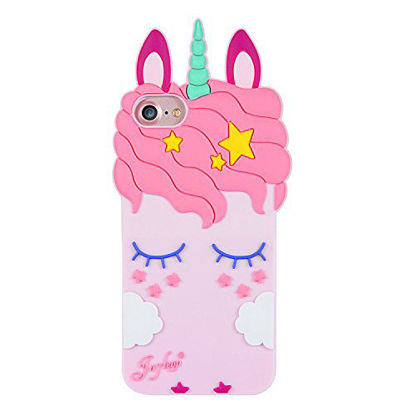 Picture of Joyleop Pink Unicorn Case for iPhone 5 SE 5S 5C,Cartoon Silicone Cute Animal 3D Cool Fun Cover,Kawaii Character Fashion Unique Kids Girls Cases,Soft Rubber Shell Protector Cases for iPhone5 iPhone5S