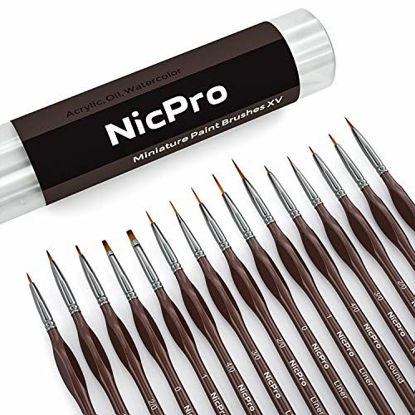 Picture of Nicpro Micro Detail Paint Brush Set,15 Small Professional Miniature Fine Detail Brushes for Watercolor Oil Acrylic,Craft Models Rock Painting & Paint by Number
