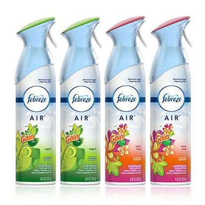 Picture of Febreze Air Freshener and Odor Eliminator Spray, Gain Original and Island Fresh Scents, 8.8oz (Pack of 4)