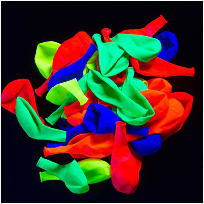 Picture of Glow King Neon Balloons - Fluorescent Neon Glow Party Balloons - Blacklight Reactive Party Supplies - Neon Party Decorations for Black Light Parties (25)