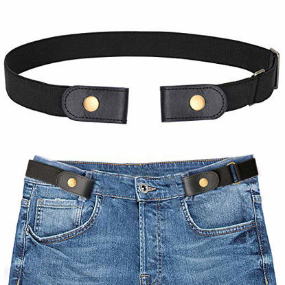 Picture of SANSTHS Buckle-Free Elastic Women Belt for Jeans Without Buckle, Comfortable Invisible Belt No Bulge No Hassle (Black)