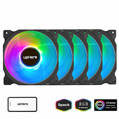 Picture of upHere Wireless RGB LED 120mm Case Fan,Quiet Edition High Airflow Adjustable Color LED Case Fan for PC Cases, CPU Coolers,Radiators System,5-Pack / C8123
