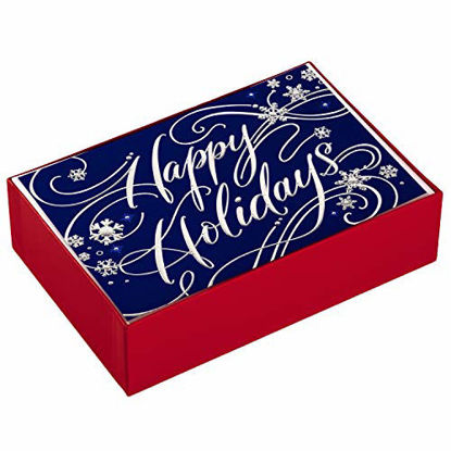 Picture of Hallmark Boxed Holiday Cards, Happy Holidays (40 Blue and Silver Cards with Envelopes)