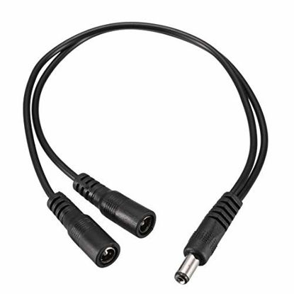 Picture of uxcell 1 Male to 2 Female 5.5mm x 2.1mm 32cm DC Power Splitter Cable for CCTV Security Cameras