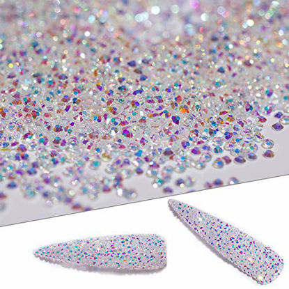 Picture of 5000Pcs Ultra Mini 1.2mm Diamond DIY Glass Sand Rhinestones Beads Iridescent Crystals Long Lasting AB Shine Like Swarovski for Nail Art DIY Crafts& Nail Beauty Makeup; Impossibly Tiny(Gel Glue Need)