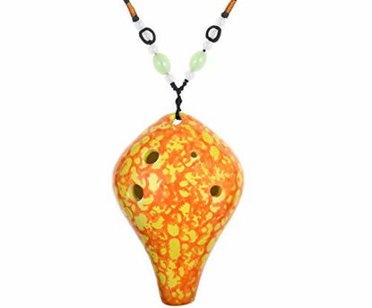 Picture of Ocarina 6 Hole Strawfire Triforce Ocarina - Legend of Zelda Ceramic Ocarina (Ocarina 6 Hole -Yellow)