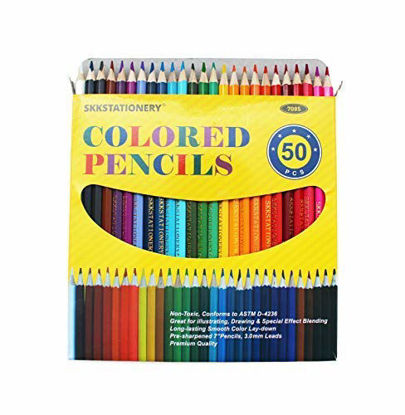 Picture of SKKSTATIONERY 50Pcs Colored Pencils,50 Vibrant Colors, Drawing Pencils for Sketch, Arts, Coloring Books, Christmas Halloween Gifts