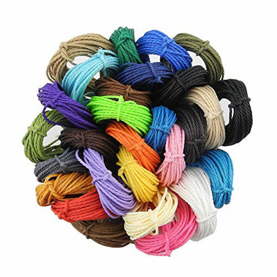 INSPIRELLE 30 Colors Waxed Polyester Twine Cord 1mm Macrame Bracelet Thread  Artisan String for Jewelry Making with 200 Metal Beads, 10m Each Color