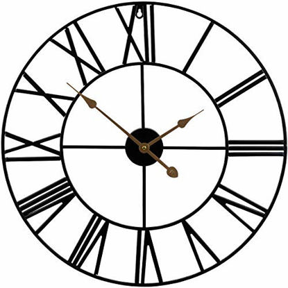 Picture of Sorbus Large Decorative Wall Clock, 24" Round Oversized Centurian Roman Numeral Style Modern Home Decor Ideal for Living Room, Analog Metal Clock (Black)