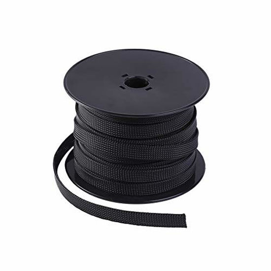 GetUSCart- Keco 100ft - 1/2 inch Flexo PET Expandable Braided Cable Sleeve  - Wire Sleeving For Audio Video and Other Home Device Cable Automotive Wire  - Black