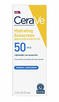 Picture of CeraVe 100% Mineral Sunscreen SPF 50 | Face Sunscreen with Zinc Oxide & Titanium Dioxide for Sensitive Skin | 2.5 oz, 1 Pack (Packaging May Vary)