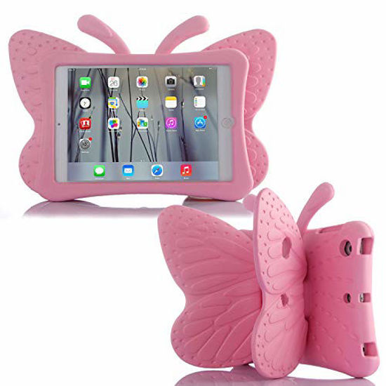 Picture of Simicoo iPad Pro 9.7 iPad 9.7 2018 2017 3D Cute Butterfly Case for Kids Light Weight EVA Stand Shockproof Rugged Heavy Duty Kids Friendly Tablet Case for iPad Pro 9.7 2018 2017 iPad 5 6 Gift (Pink)