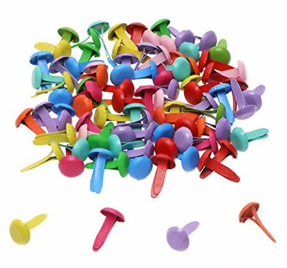 Picture of Penta Angel Mini Brads 100Pcs Assorted Colors Paper Fasteners Round Brass Metal Pastel Brads for Scrapbooking Crafts DIY Projects, 8x12mm (8x12 mm)