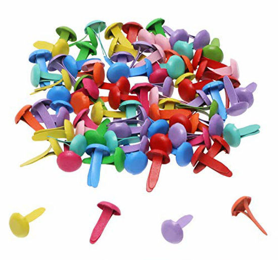 Picture of Penta Angel Mini Brads 100Pcs Assorted Colors Paper Fasteners Round Brass Metal Pastel Brads for Scrapbooking Crafts DIY Projects, 8x12mm (8x12 mm)