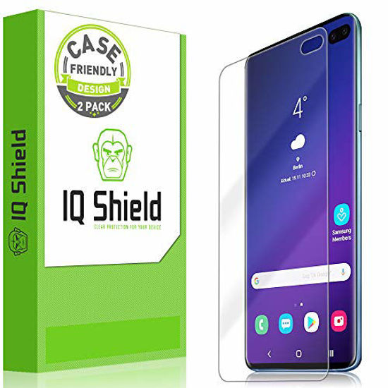 Picture of IQ Shield Screen Protector Compatible with Galaxy S10 Plus (S10+ 6.4 inch)(2-Pack)(Case Friendly) Anti-Bubble Clear Film (NOT Compatible with Verizon S10 5G 6.7)(Works with Fingerprint ID)