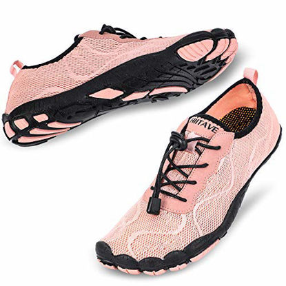 Picture of hiitave Women Water Shoes Barefoot Beach Aqua Socks Quick Dry for Outdoor Sport Hiking Swiming Surfing Light Pink 7.5 M US Women