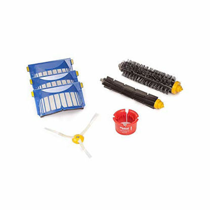 Picture of iRobot 4636432 Authentic Replacement Parts- Roomba 600 Series Replenishment Kit (1 bristle brush, 1 beater brush, 1 spinning side brush, 3 AeroVac filters, and 1 round cleaning tool),White