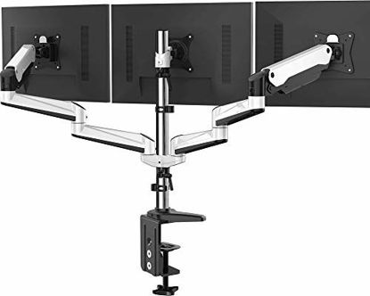 Picture of Triple Monitor Stand - Full Motion Articulating Aluminum Gas Spring Monitor Mount Fit Three 17 to 32 inch Lcd Computer Screens with Clamp, Grommet Kit