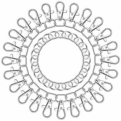 Picture of Anezus 100pcs Key Chain Clip Hook and D Rings Set Include 50Pcs Swivel Snap Hooks Lanyard Clips and 50Pcs D Rings for Keychain and Purse Hardware (1/2 Inside Width)
