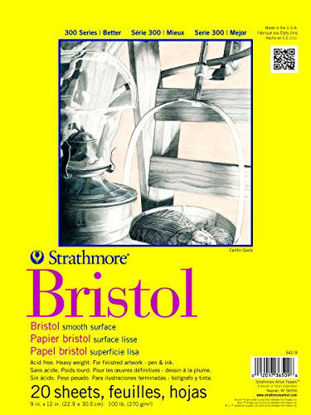 Picture of Strathmore 300 Series Bristol Smooth Pad, 9"x12" Tape Bound, 20 Sheets