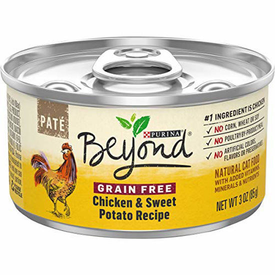 Picture of Purina Beyond Grain Free, Natural Pate Wet Cat Food, Grain Free Chicken & Sweet Potato Recipe - (12) 3 oz. Cans
