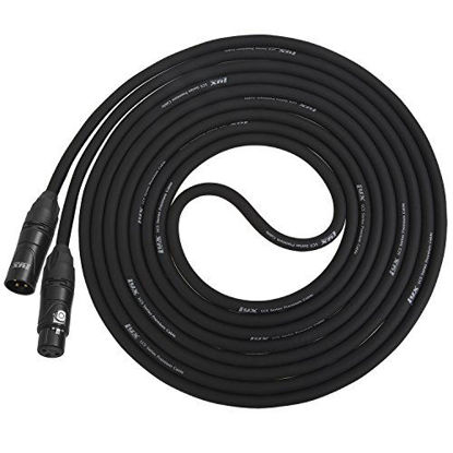 Picture of LyxPro 15 Feet XLR Microphone Cable Balanced Male to Female 3 Pin Mic Cord for Powered Speakers Audio Interface Professional Pro Audio Performance and Recording Devices - Black