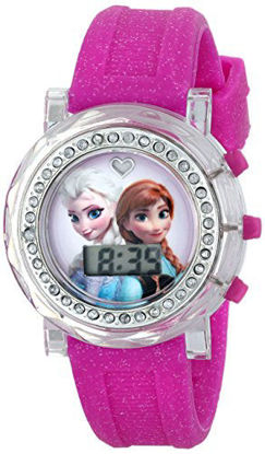 Picture of Disney Kids' FZN3580 Frozen Anna and Elsa Flashing-Dial Watch with Glitter Pink Rubber Band