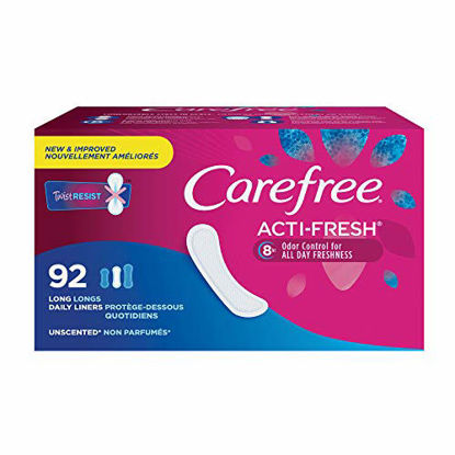 Picture of Carefree Acti-Fresh Thin Panty Liners Soft and Flexible Feminine Care Protection, No Flavour Unscented, 92 Count