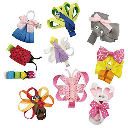 Picture of Wrapables Baby Toddler Ribbon Sculpture Hair Clips (Set of 10)