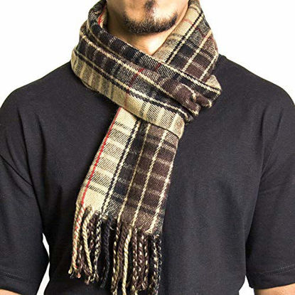 Picture of Alpine Swiss Mens Plaid Scarf Soft Winter Scarves Unisex,Brown Plaid,One Size