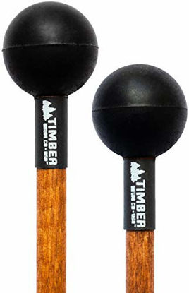Picture of Timber Drum Co. Tongue Drum/Keyboard Mallets - Soft Rubber Head & Birch Handles - MADE IN U.S.A - for Log Drums, Tongue Drums and Keyboard Percussion - Sold as a Pair - 15.5 Inch (TMD2), Soft Black