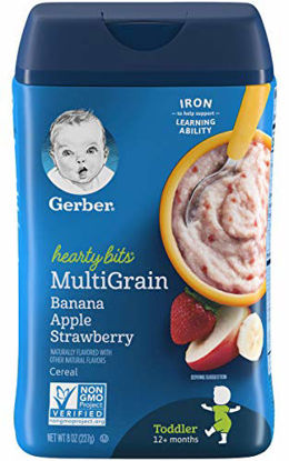 Picture of Gerber Baby Cereal Hearty Bits Multigrain Cereal Banana Apple Strawberry, 8 Ounce