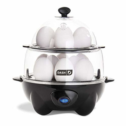 Picture of DASH Deluxe Rapid Egg Cooker Electric for Hard Boiled, Poached, Scrambled, Omelets, Steamed Vegetables, Seafood, Dumplings & More, 12 Capacity, with Auto Shut Off Feature, Black