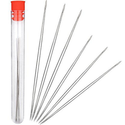 Picture of Shappy 6 Pieces Big Eye Beading Needles with Needle Bottle (2.2 inch, 3 inch)