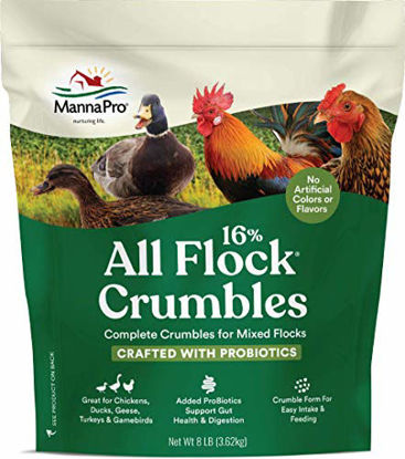 Picture of Manna Pro All Flock with Probiotics Crumble | Formulated with Vitamins and Minerals to Support a Balanced Diet | 8 Pounds