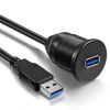 Picture of USB 3.0 Male to USB 3.0 Female AUX Flush Mount Car Mount Extension Cable for Car Truck Boat Motorcycle Dashboard Panel -(3 Feet - 1 Meter)