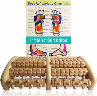 Picture of TheraFlow Large Dual Foot Massager Roller - Plantar Fasciitis, Heel, Arch Pain Relief -Enhanced Model 2019- Laminated Foot Chart & Detailed Instructions Included - Stress Relief, Relaxation Gift