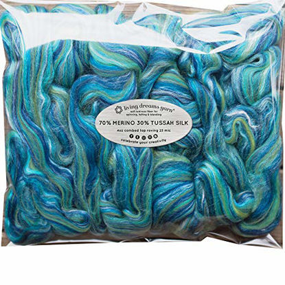 Picture of SILK MERINO Fiber for Spinning. Super Soft Combed Top Wool Roving for Hand Spinning, Wet Felting, Nuno Felting, Needle Felting, Soap Making, Paper Making and Embellishments. Spirulina