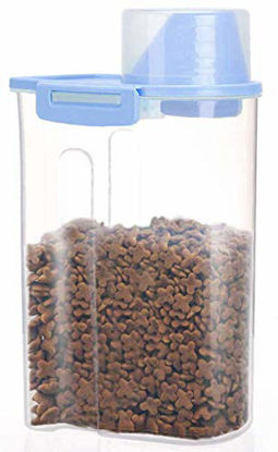 Picture of PISSION Pet Food Storage Container with Graduated Cup and Seal Buckles Food Dispenser for Dogs Cats (Blue)