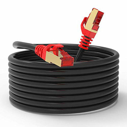 Picture of Cat 7 Outdoor Ethernet Cable 100 ft, SNANSHI Cat 7 Outdoor Network Cable SFTP Gigabit 10/100/1000Mbit/s with Gold Plated Lead Waterproof Ethernet Cable Direct Burial Ethernet Cable 100 ft
