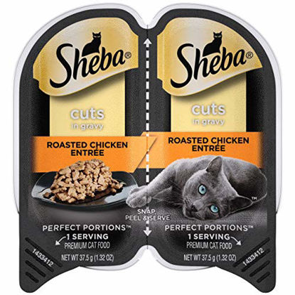 Picture of SHEBA PERFECT PORTIONS Soft Wet Cat Food Cuts in Gravy Roasted Chicken Entrée, (24) 2.6 oz. Easy Peel Twin-Pack Trays