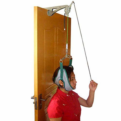 Picture of genmine Over The Door Cervical Traction Device Set Unit for Neck Shoulder Brace Head Pain Relief Home