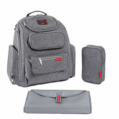 Picture of Diaper Bag Backpack by Bag Nation | Large Capacity Unisex Baby Bag with Stroller Straps, Changing Pad and Sundry Bag - Holds All Your Babys Essentials - Grey